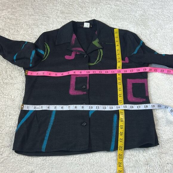 Vintage 80s Intriguing Threads black and abstract pleated pant suit, size 6, 8 S - Picture 5 of 12